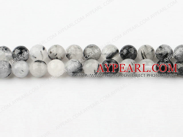 Black Rutilated Quartz beads,10mm round,Sold per 15.75-inch strands