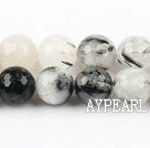 Black Rutilated Quartz beads,12mm round,Sold per 15.75-inch strands