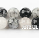 Black Rutilated Quartz beads,14mm round,Sold per 15.75-inch strands