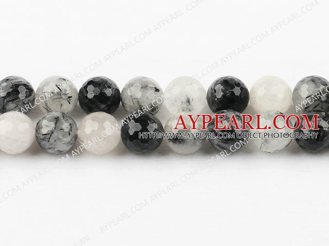 Black Rutilated Quartz beads,14mm round,Sold per 15.75-inch strands