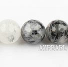 Black Rutilated Quartz beads,16mm round,Sold per 15.75-inch strands