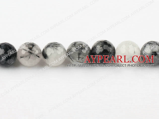 Black Rutilated Quartz beads,16mm round,Sold per 15.75-inch strands