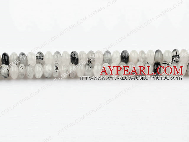 Black Rutilated Quartz beads,5*8mm abacus,Sold per 15.75-inch strands