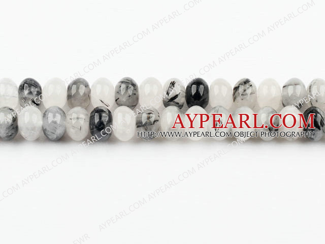 Black Rutilated Quartz beads,8*12mm abacus,Sold per 15.75-inch strands