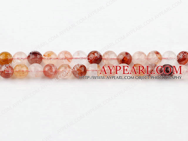 iron crystal beads,red,faceted,8mm round,Sold per 15.75-inch strands