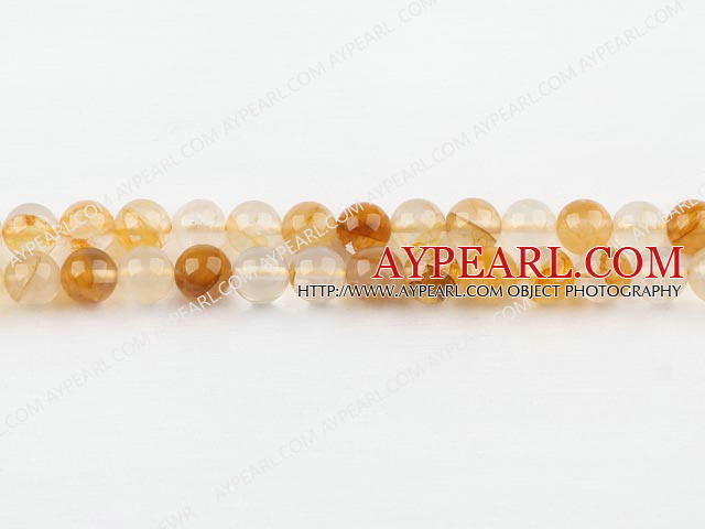 iron crystal beads,yellow,8mm round,sold per 15.75-inch strand