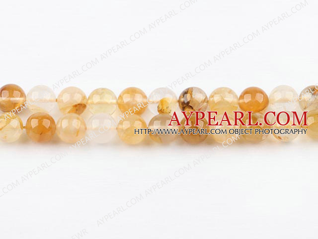 iron crystal beads,yellow,10mm round,Sold per 15.75-inch strands