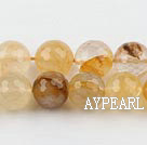 iron crystal beads,yellow,faceted,12mm round,Sold per 15.75-inch strands