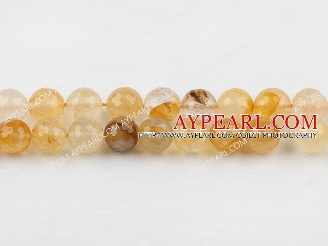 iron crystal beads,yellow,faceted,12mm round,Sold per 15.75-inch strands