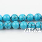 turquoise beads,8mm round ,with black veins, blue , sold per 15.75-inch strand