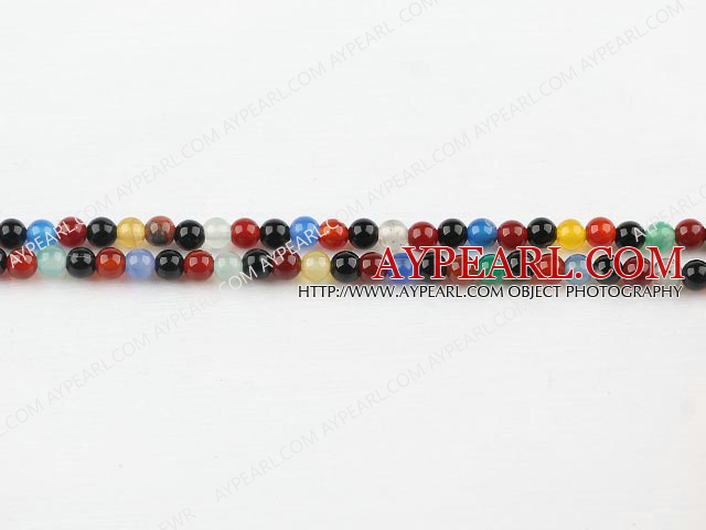 seven color agate beads,4mm round, sold per 15.75-inch strand