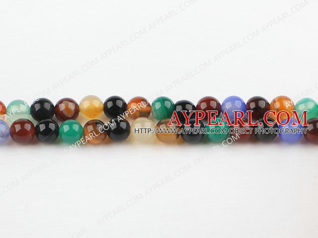 seven color agate beads,8mm round, sold per 15.75-inch strand