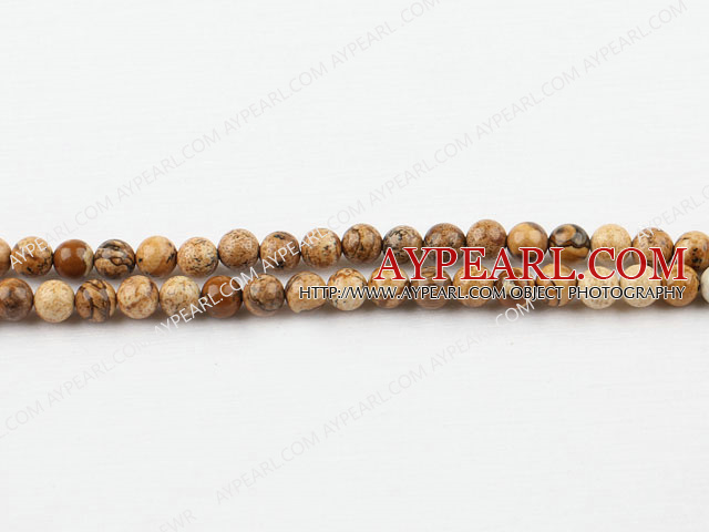 picture jasper beads,6mm round ,sold per 15.75-inch strand