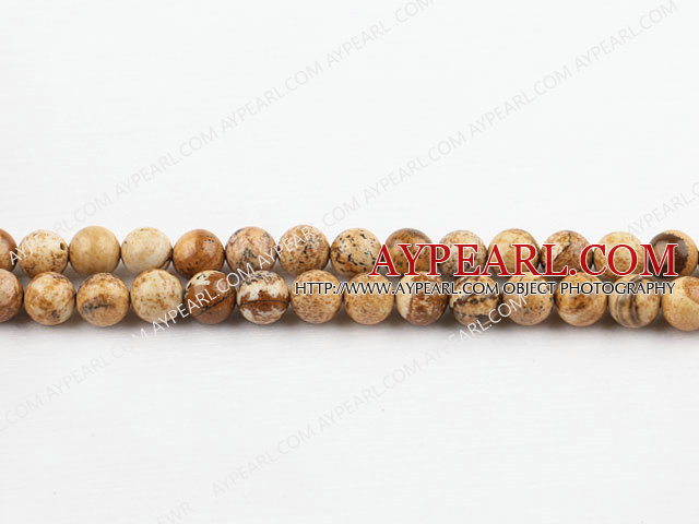 picture jasper beads,8mm round ,sold per 15.75-inch strand