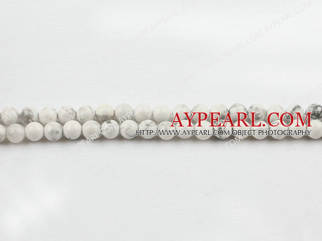 turquoise beads,6mm round,white, sold per 15.75-inch strand