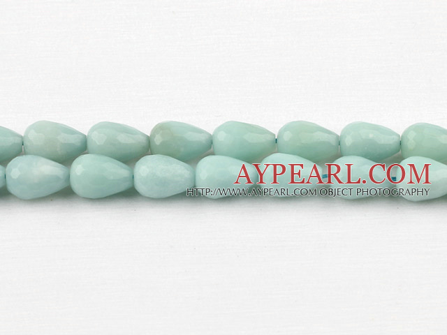 amazon beads,10*14mm teardrop,faceted,straight hole,Sold per 15.75-inch strands