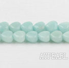 amazon beads,8mm heart,light green , sold per 15.75-inch strand