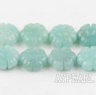 amazon beads,5*14mm,carved with plum blossom, light green ,Sold per 15.75-inch strands