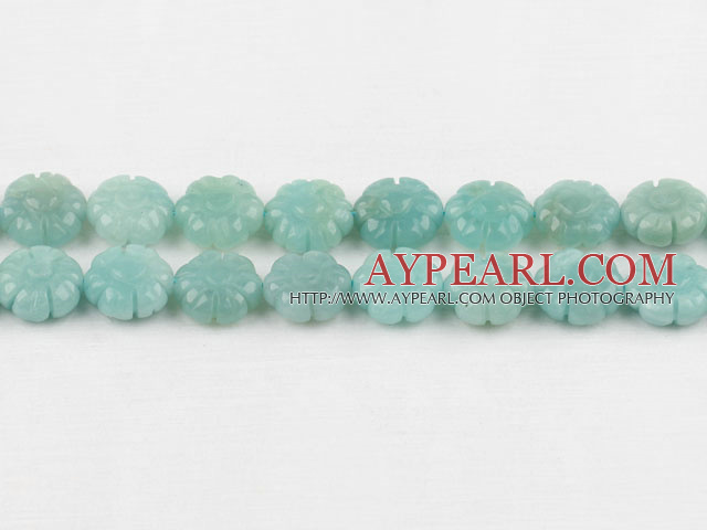 amazon beads,5*14mm,carved with plum blossom, light green ,Sold per 15.75-inch strands