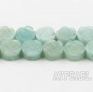 amazon beads,5*12mm,carved with rose, light green ,Sold per 15.75-inch strands