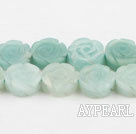 amazon beads,5*14mm,carved with rose, light green ,Sold per 15.75-inch strands