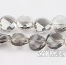 manmade crystal beads,6*12mm potato slice, accompany with the transparent grey color, sold per 14.17inches strand