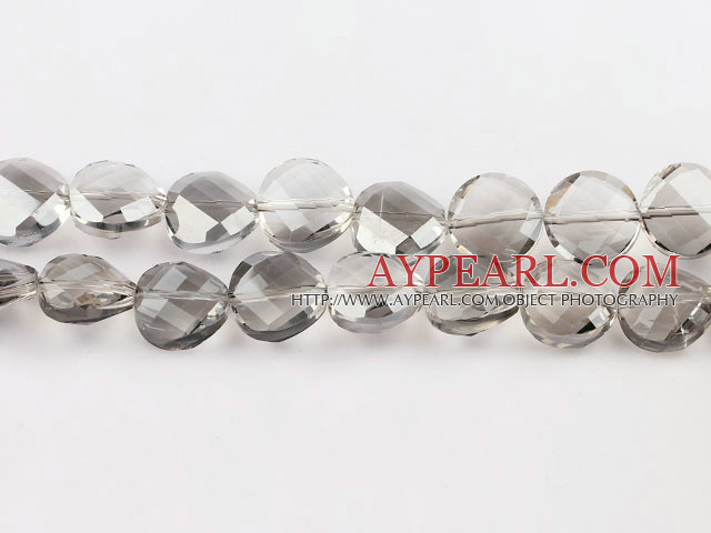 manmade crystal beads,6*12mm potato slice, accompany with the transparent grey color, sold per 14.17inches strand