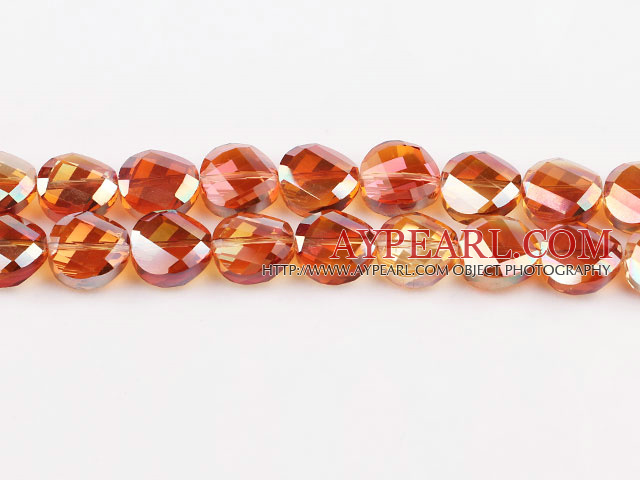 manmade crystal beads,6*12mm potato slice, accompany with the orange color, sold per 14.17inches strand