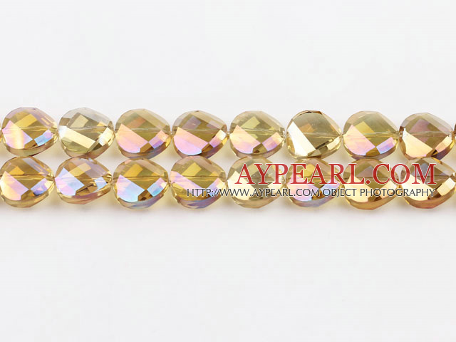 manmade crystal beads,6*12mm potato slice, accompany with the golden chanpagne color, sold per 14.17inches strand