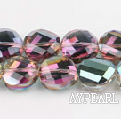 manmade crystal beads,6*12mm potato slice,accompany with the amaranth color,sold per 14.17inches strand