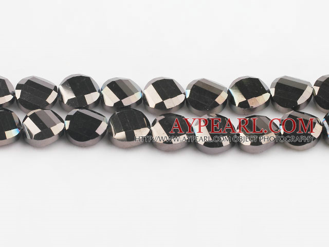 manmade crystal beads,6*12mm potato slice,accompany with the brown color,sold per 14.17inches strand