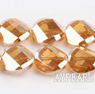 manmade crystal beads,8*18mm potato slice,accompany with the amber color,sold per 14.17inches strand