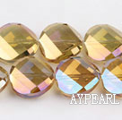 manmade crystal beads,8*18mm potato slice,accompany with the golden champagne color,sold per 14.17inches strand