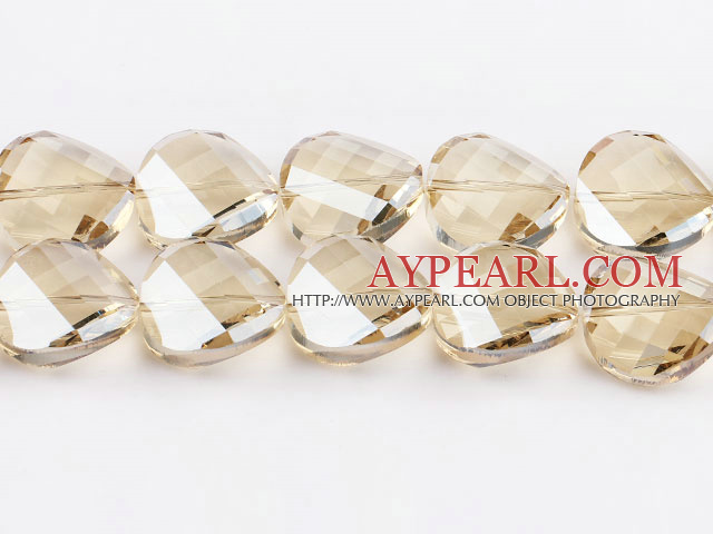 manmade crystal beads,10*22mm potato slice,champagne,sold per 14.57inches strand
