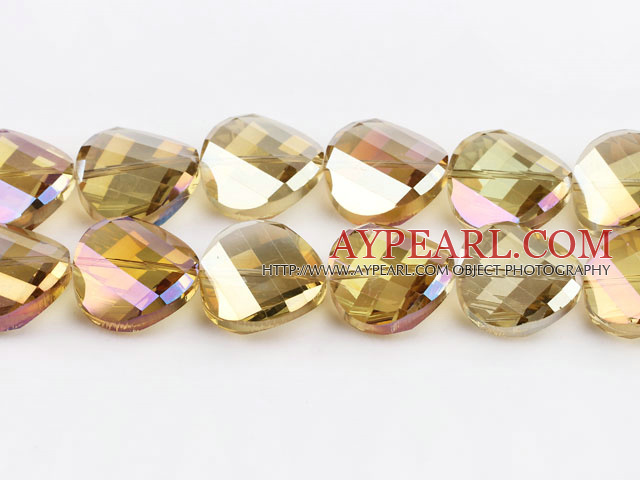 manmade crystal beads,10*22mm potato slice,accompany with the yellow color,sold per 14.57inches strand