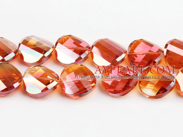 manmade crystal beads,10*22mm potato slice,orange,sold per 14.57inches strand