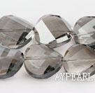 manmade crystal beads,10*22mm potato slice,transparent grey,sold per 14.57inches strand