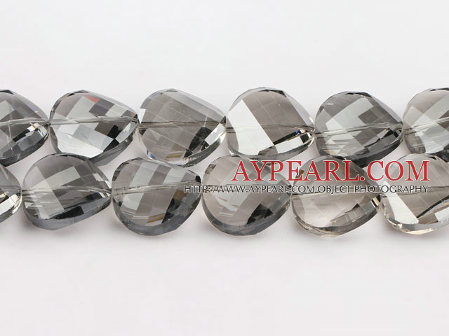 manmade crystal beads,10*22mm potato slice,transparent grey,sold per 14.57inches strand