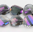 manmade crystal beads,10*22mm potato slice,transparent grey ,accompany with the purple color,sold per 14.57inches strand