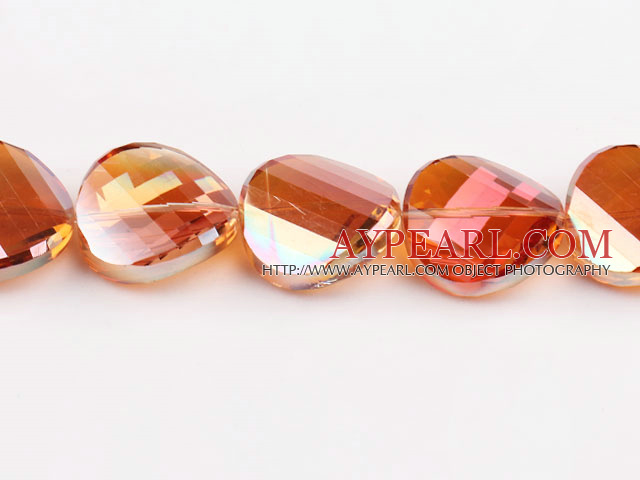 manmade crystal beads,30mm potato slice,orange,Sold per 14.17-inch strands