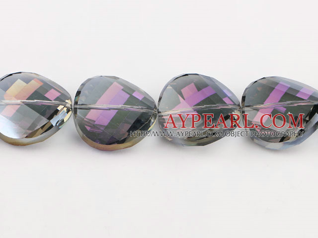manmade crystal beads,30mm potato slice,champagne,Sold per 14.17-inch strands