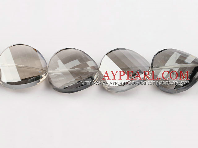 manmade crystal beads,30mm potato slice,grey,Sold per 14.17-inch strands