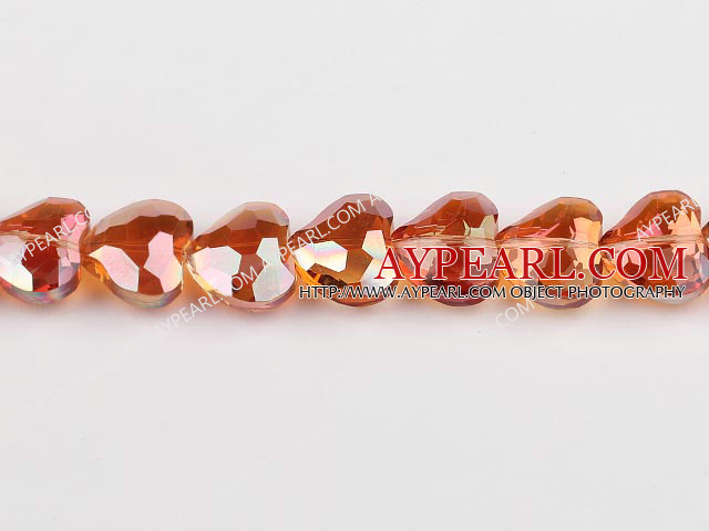 manmade crystal beads,8*15*18mm heart,accompany with the orange color,Sold per 14.17-inch strands