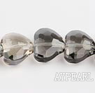 manmade crystal beads,8*15*18mm heart,dark grey,Sold per 14.17-inch strands