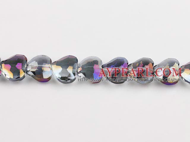 manmade crystal beads,8*15*18mm heart,accompany with the grey color,Sold per 14.17-inch strands