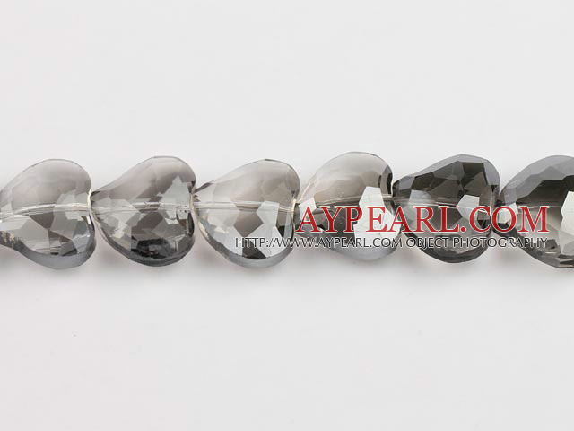 manmade crystal beads,8*23*20mm heart,light grey,Sold per 14.17-inch strands