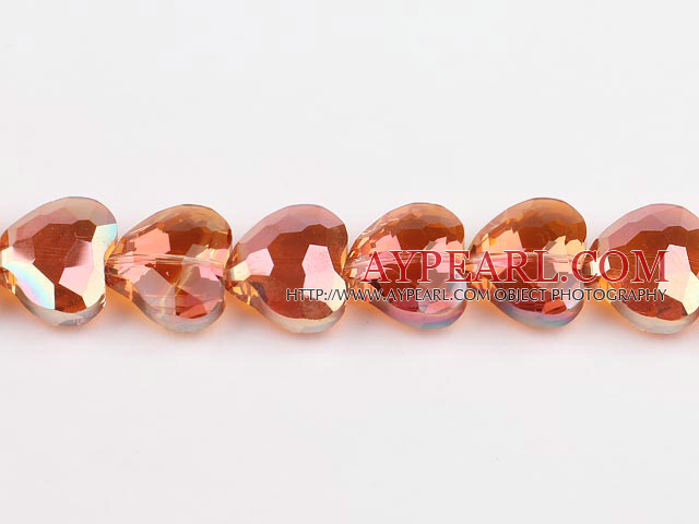 manmade crystal beads,8*23*20mm heart,accompany with the orange color,Sold per 14.17-inch strands