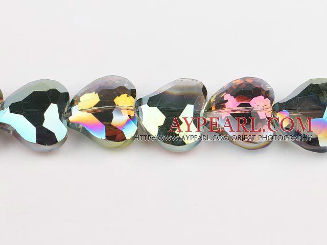 Manmade Crystal Beads,10*22*28mm heart,Champagne,Sold per 13.39-inch strands