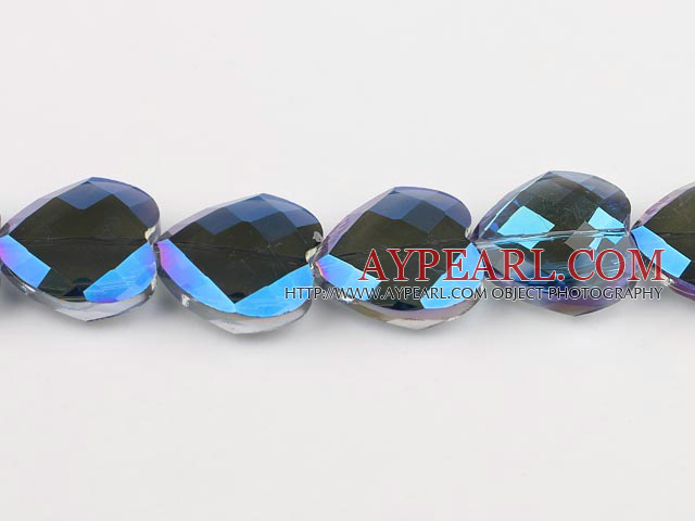 manmade crystal beads,10*28*28mm heart, accompany with the blue color , sold per 12.6inch strand