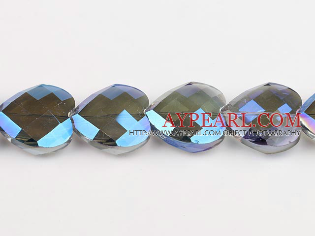 manmade crystal beads,10*28*28mm heart, accompany with the blue color ,Sold per 12.6-inch strands